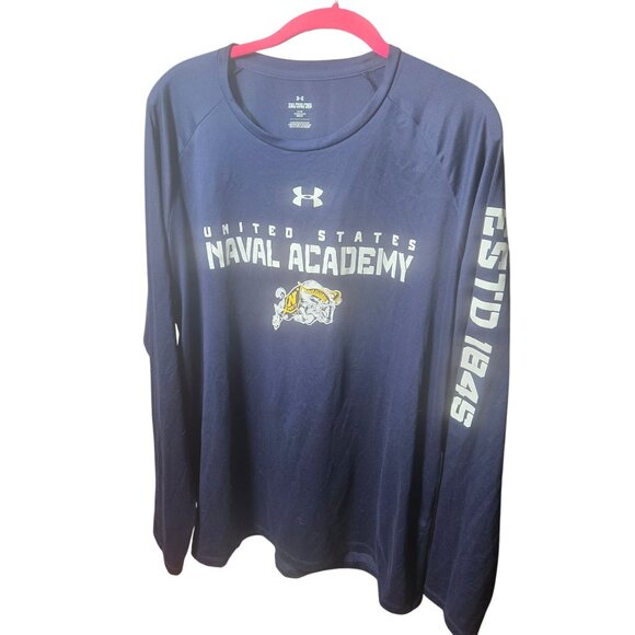 Under Armour United States Naval Academy Long Sleeve Shirt 2XL Navy Loose Fit - Picture 1 of 6